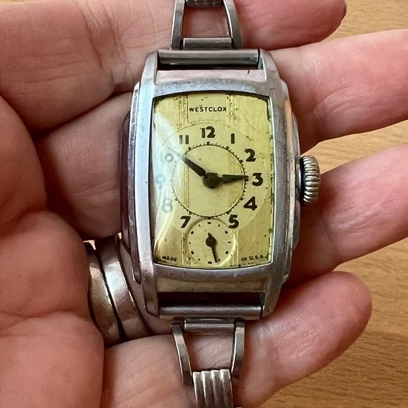 WESTCLOX 1936 Mens Original Classic WRIST BEN Silver Tank Watch made USA AS IS